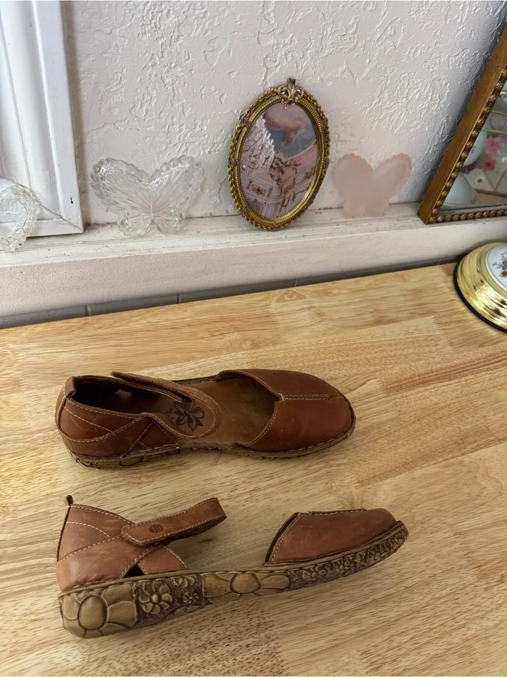 Josef Seibel Brown Leather Mary Jane Comfort Flats EU 39 Minimalist Classic